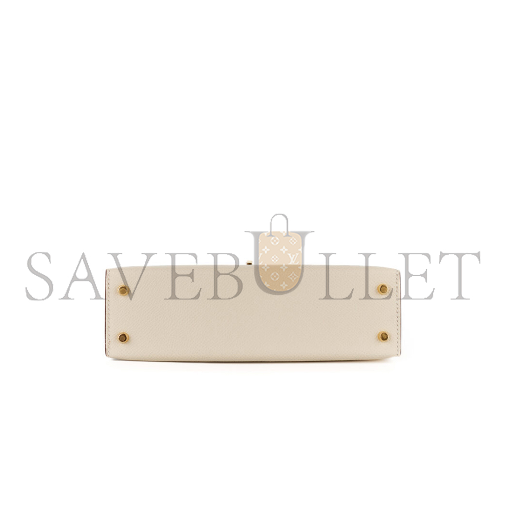 HERMÈS MINI KELLY II CREAM WHITE EPSOM GOLD HARDWARE (19*12*5.5cm) 